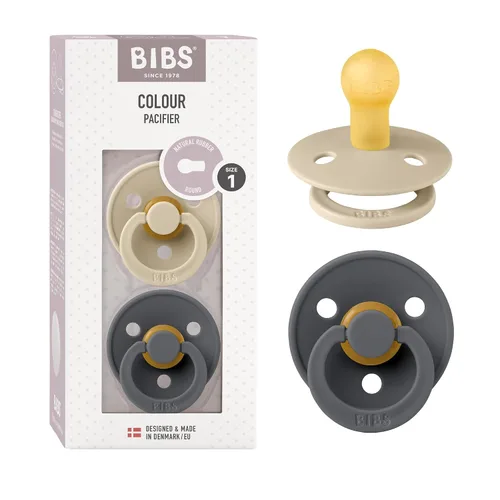 Vista 13 de BIBS - Paquete de 2 chupetes para bebés, goma natural libre de bisfenol A, hechos en Dinamarca, colección Colour, para bebés de 18+ meses, azul bebé