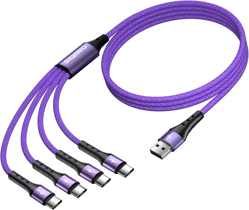 Vista 11 de SIQIWO Cable multiUSB C de carga rápida, [paquete de 4 pies/2] QC 3.0 (3A), cable divisor USB C, cable de carga 4 en 1 con 4 puertos tipo C