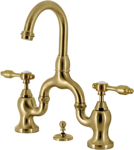 Vista 13 de Kingston Brass KS7993TAL Tudor Bridge grifo de baño emergente, latón antiguo