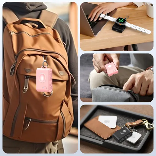 Vista 7 de Paquete de 2 llaveros portátiles inalámbricos magnéticos para iWatch, mini banco de energía de 2000 mAh, cargador de reloj inteligente de viaje