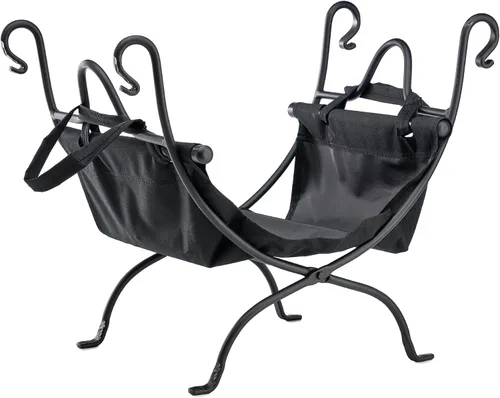 Vista 3 de Uniflame Soporte para leña de hierro forjado de lujo, color negro