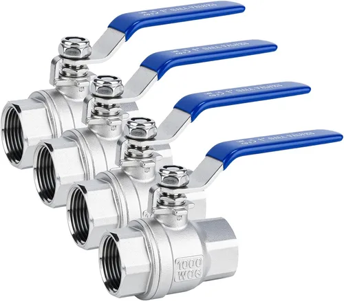 Vista 8 de 2 válvulas de bola de acero inoxidable 304, NPT hembra de puerto completo con mango de aislamiento de vinilo azul resistente (2, 1 pulgada)