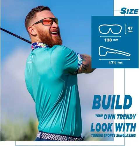 Vista 2 de TOREGE Gafas de sol polarizadas deportivas para hombres y mujeres marco duradero ciclismo correr conducir pesca senderismo gafas TR19