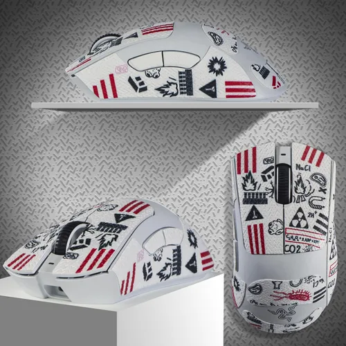 Vista 3 de immoenuc Adhesivos de cinta de agarre para mouse Razer Deathadder V4 Pro / V3 / V3 Pro Mouse antideslizante piel autoadhesiva, precortada, Blanco
