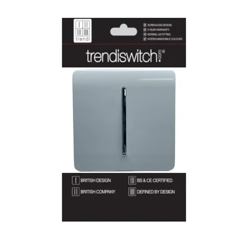 Vista 2 de Trendi 1 banda 3 vías intermedio artístico moderno brillante 10 amperios táctil, gris frío
