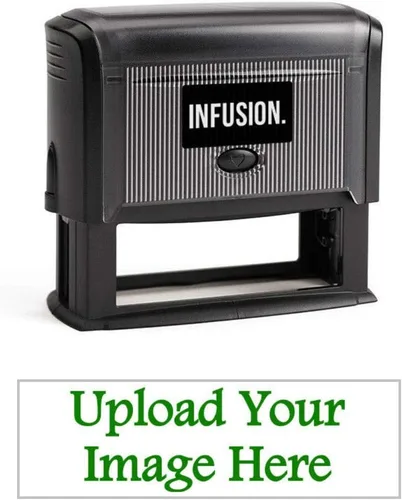 Vista 10 de Infusion 1" x 3-1/4" Logotipo Personalizado, Grande, Rectangular Autoentintado Logo Sello, Negro