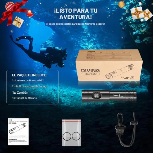 Vista 6 de WD12 - Linterna de buceo de 1400 lúmenes, color negro