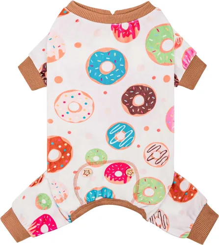 Vista 19 de KYEESE - Pijama de terciopelo para perros, con patrón de patos amarillos, ropa elástica y suave para cachorros y perros pequeños, mameluco cómodo