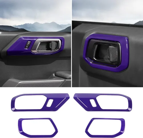 Vista 6 de RAZPOY Accesorios para Ford Bronco 2021 2022 Cubierta de manija de puerta interior Marco Adhesivo protector Decoración interior (negro)