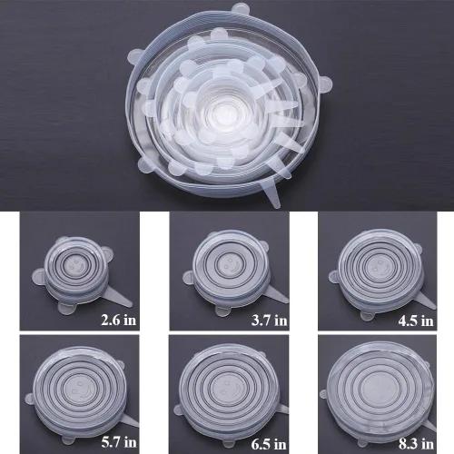 Vista 7 de Adpartner Tapas elásticas de silicona, sin BPA, fundas elásticas de silicona para alimentos, tapa reutilizable y duradera para cuencos, latas