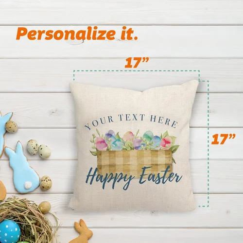 Vista 5 de Pattern Pop - Almohada de Pascua personalizada - Almohada decorativa de primavera - Almohada cuadrada de 17 x 17 pulgadas - Incluye funda y almohada