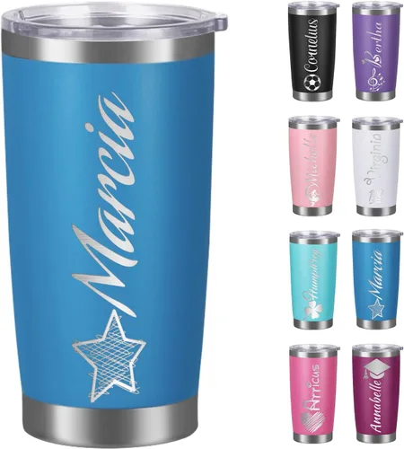 Vista 11 de Vasos personalizados con tapas, vasos personalizados con nombre grabado láser, tazas de café de viaje aisladas, regalo para mujeres, madres