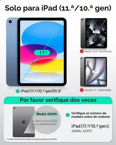Vista 2 de BMOUO Funda para niños para iPad A16 de 11ª generación de 11 pulgadas 2025/iPad de 10ª generación de 10.9 pulgadas 2022 - con protector de pantalla
