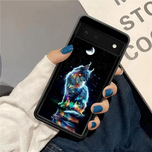 Vista 1806 de Compatible con Google Pixel 4A 5G Mobile Case Creative Acrylic Panel trasero Silicona Protección Grip especialmente diseñado para Google Pixel 4A 5G