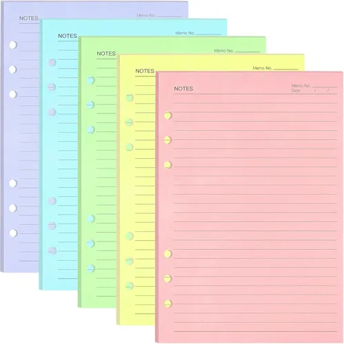 Vista 10 de Papel de recambio A6, 320 páginas A6, hojas sueltas, 6 agujeros, repuestos para cuaderno de 6 anillas rellenables, planificador, diario, pintura