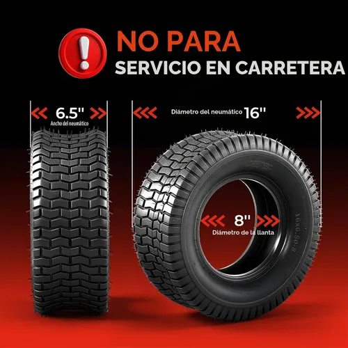 Vista 2 de Neumáticos para cortacésped 16x6.50-8, paquete de 2, 4 capas, sin