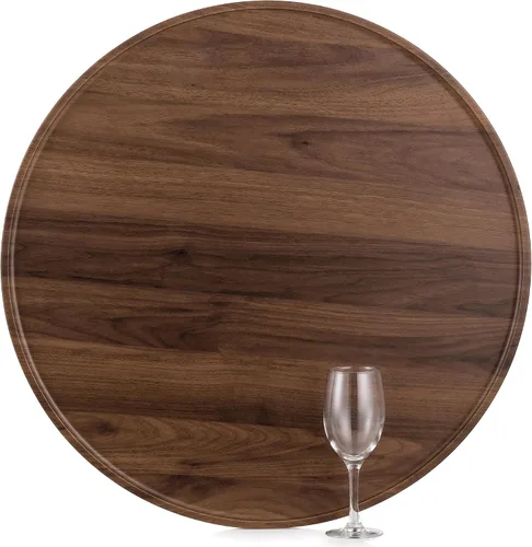 Vista 9 de Hanobe Bandeja otomana grande para servir: bandejas redondas de madera de 18 pulgadas, bandeja decorativa contemporánea para mesa de café, plato