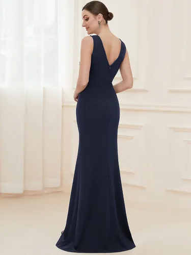 Vista 2 de Alisapan Vestidos formales largos y elásticos con cuello en V para mujer 00007