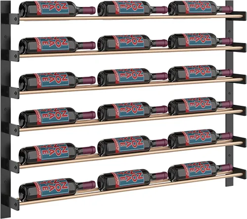 Vista 22 de VintageView Evolution Wine Wall 30 3C - Estante moderno para vino (54 botellas, negro mate/bronce dorado)
