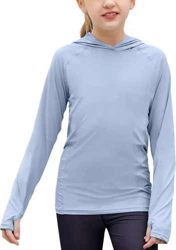 Vista 10 de Zaclotre - Sudadera con capucha para niños, con protección solar UPF 50+, de secado rápido, para niñas, con agujeros para los pulgares