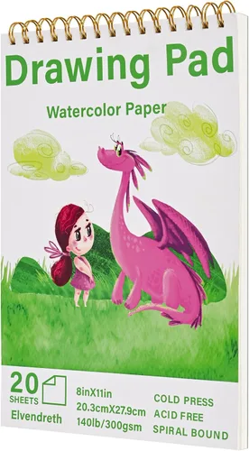 Vista 9 de Elvendreth Cuaderno de papel para acuarela 5x5 pulgadas, 30 hojas de papel prensado en frío (140 lb/300 g/m²), encuadernado en espiral/línea