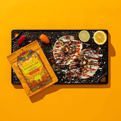 Vista 3 de Vacadillos Paquetes de bocadillos de carne seca Carne Seca, Habanero paquete de 3