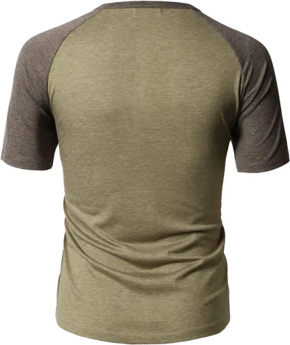 Vista 4 de H2H Camisetas Henley de manga corta raglán para hombre