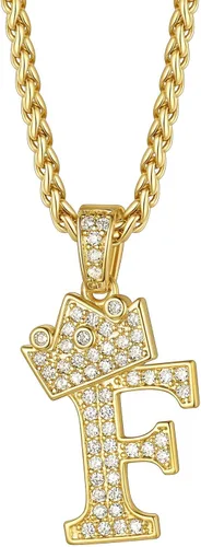 Vista 17 de Richsteel Collar con colgante de letra inicial A-Z para hombres y mujeres Initial A