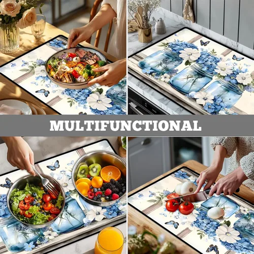 Vista 5 de Tapete antideslizante para cubierta superior para lavadora y secadora, almohadilla protectora a prueba de polvo con múltiples diseños de patrones