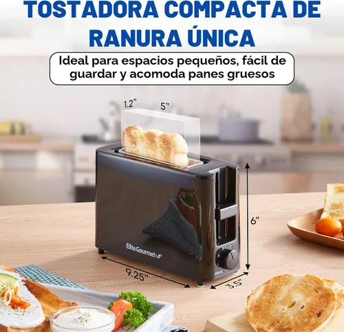 Vista 6 de Elite Gourmet Tostadora de una sola rebanada, ranura ancha, 6 niveles