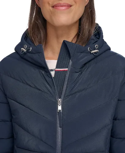 Vista 5 de Tommy Hilfiger Chaqueta acolchada ligera y plegable esencial para mujer Classic Chevron Navy