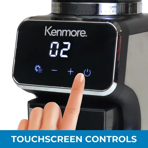Vista 5 de Kenmore - Molinillo de café cónico para café expreso, prensa francesa, goteo, tamaño de moler ajustable, molino de frijoles, control digital