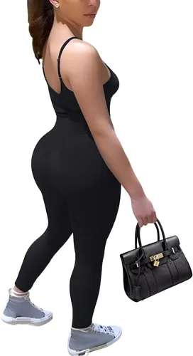 Vista 2 de EOJN Enterizo de una pieza para mujer, sin mangas, bodycon, para yoga, sexy, body
