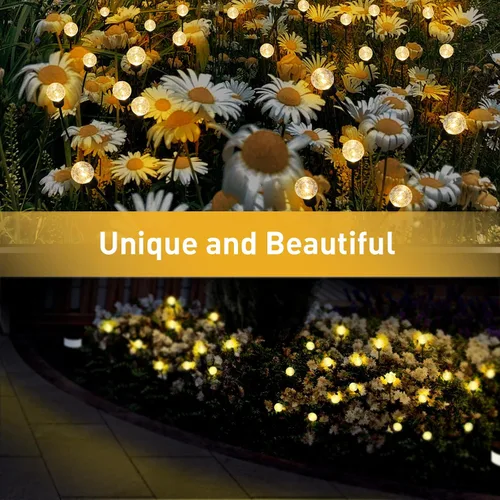 Vista 2 de iFalarila Luces solares de jardín de luciérnaga de 8 modos para exteriores, luces de hadas impermeables con paneles solares de 1200 mAh, globo