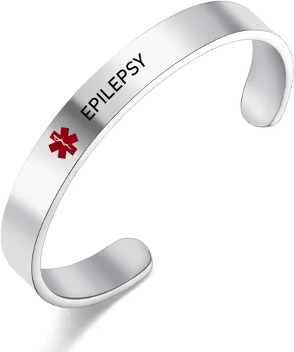 Vista 9 de LoEnMe Jewelry Pulseras de alerta médica personalizadas para hombres y mujeres, personalizable, grabado gratuito, acero inoxidable, pulsera