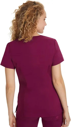 Vista 2 de Healing Hands Scrubs Top 3 bolsillos con cuello en V 2278 Jasmin para mujer, Azul (Aqua Mist)