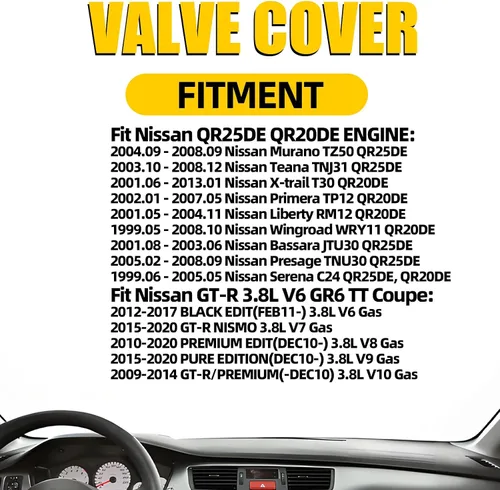 Vista 2 de Cubierta de válvula de motor compatible con Nissan Murano Teana X-trail Primera Liberty Wingroad Bassara Serena Presage GT-R 1999-2020 OE 132648H300