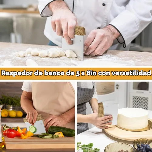 Vista 6 de HaSteeL - Juego de 5 espátulas de metal, kit de accesorios de plancha resistente, de acero inoxidable duradero, para hamburguesas, espátulas