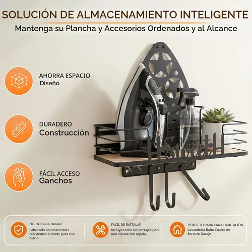 Vista 6 de Soporte de pared para tablero de hierro o sobre la puerta Negro