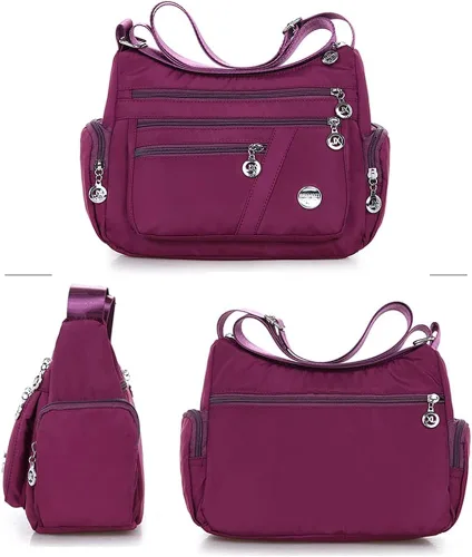 Vista 3 de Mudono Bolso cruzado para mujer, de nailon, amplio y de gran capacidad, bolso de viaje ligero