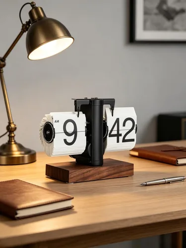 Vista 13 de Reloj retro con tapa, reloj de escritorio con pilas, reloj de mesa abatible de 12 horas, reloj mecánico retro abatible de gran número con base