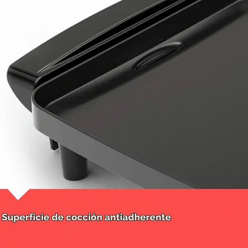 Vista 4 de BLACK+DECKER Plancha eléctrica con sonda de temperatura extraíble, parrilla interior, plancha para panqueques, negro, GD1810BC