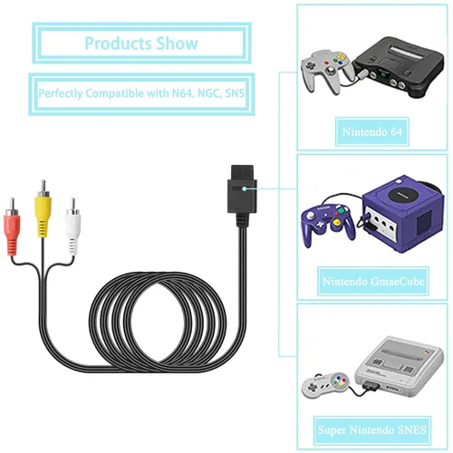 Vista 2 de JINHEZO - Cable de audio estándar para Nintendo Game Cube N64
