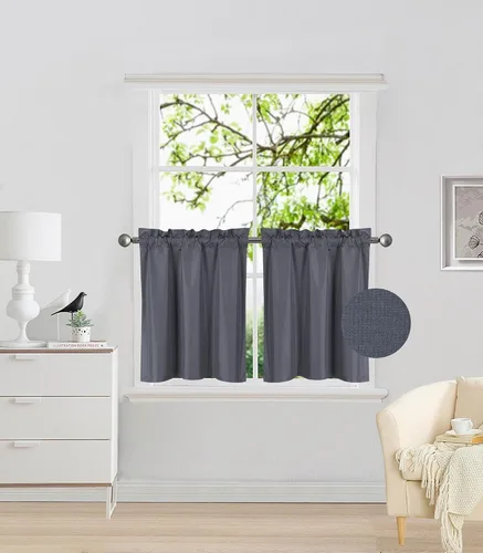 Vista 9 de Elegant Home - 2 paneles de cortina de tratamiento de ventana pequeña, con aislamiento, panel corto de 28 pulgadas de ancho x 24 pulgadas de largo