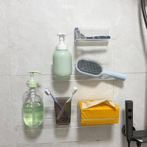 Vista 2 de TONICE Juego de 2 estantes acrílicos para pared de 6 pulgadas, estantes flotantes montados en la pared para habitación, dormitorio, baño, cocina