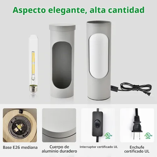 Vista 4 de LEDIARY Sliver Kosher Shabbos lámpara de mesa, bombilla T10 incluida