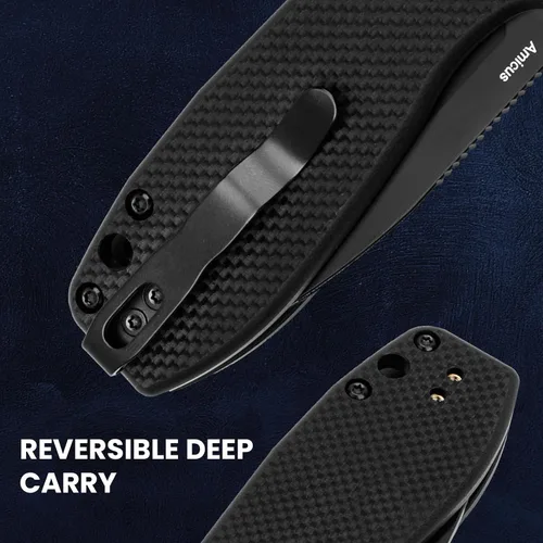 Vista 5 de Kizer Amicus Cuchillo de bolsillo pequeño, 2.95 pulgadas 9Cr18MoV hoja de acero, mango negro G10 plegable EDC cuchillo L3002A1