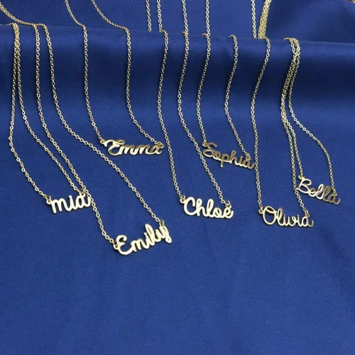 Vista 4 de Yiyang Collar con dije y nombre personalizable, de acero inoxidable, chapado en oro de 18 quilates, joyería para niñas, regalo de cumpleaños