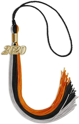 Vista 150 de Endea - Borla de graduación de triple color con gota de fecha dorada (negro/dorado/granate, 2020)