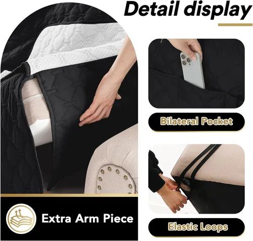 Vista 5 de Funda para Silla Cubierta para Silla Resistente al Agua Cubierta para Sofá Cubierta para Silla Lavable Respaldo de Goma Antideslizante Protector